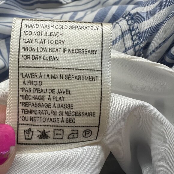 BB Dakota One-Shoulder Striped Ruffle Romper White Blue Size 2 - Picture 12 of 12